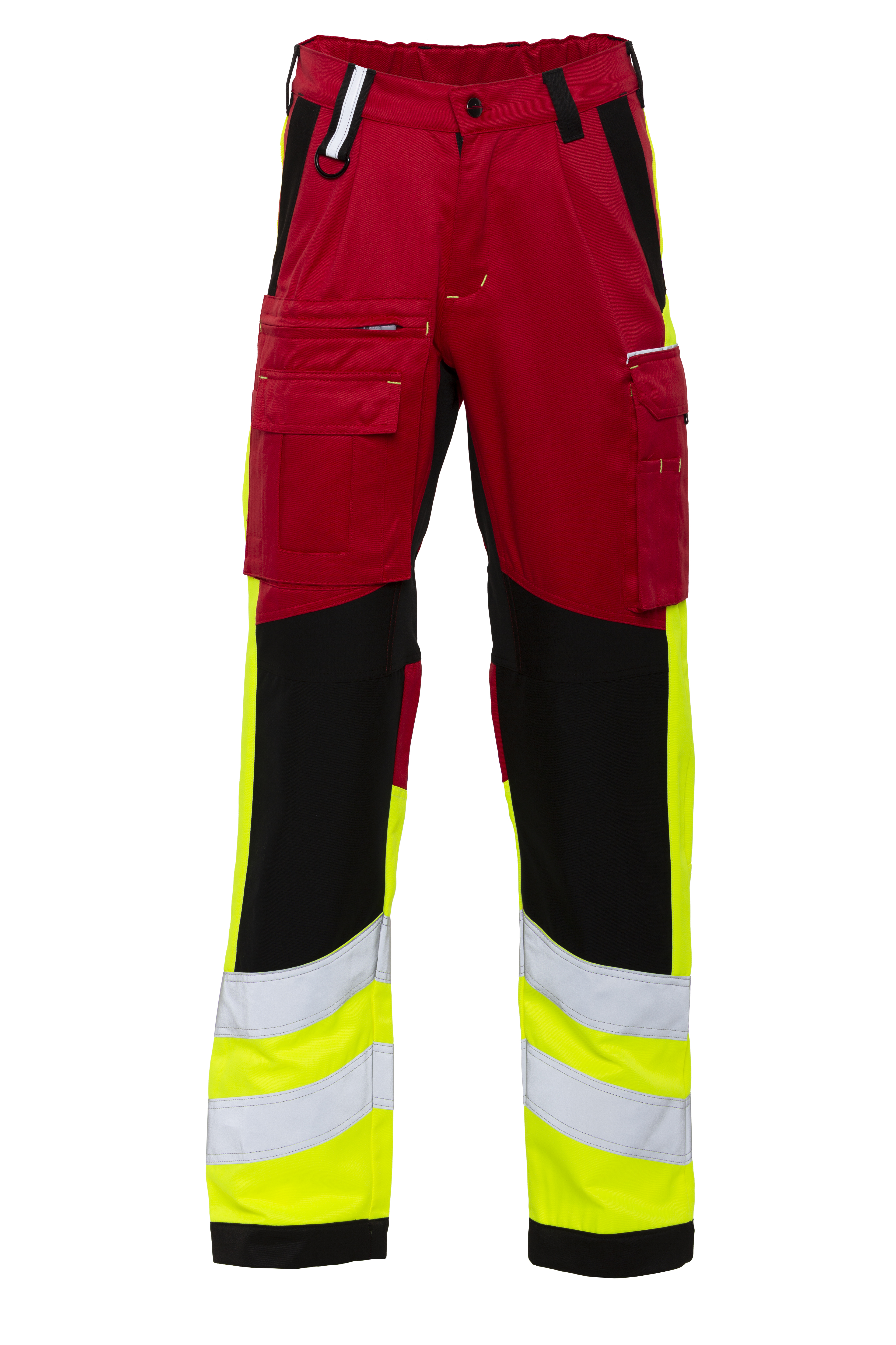 Rescuewear Unisex Hose Stretch HiVis Klasse 1 Rot / Schwarz / Neon Gelb 