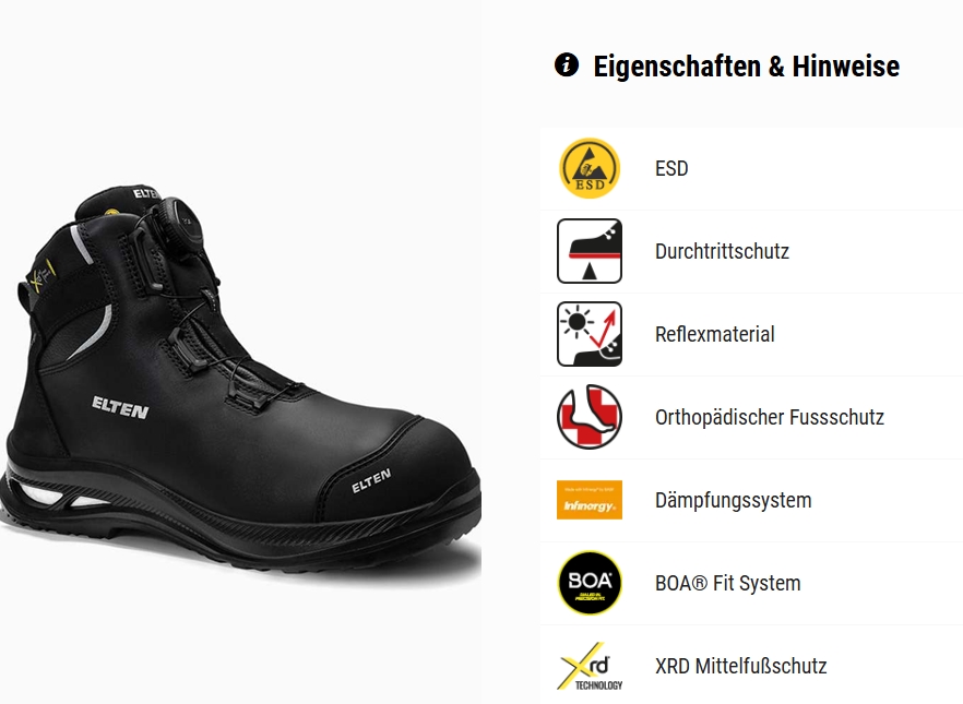 ELTEN Sicherheitsstiefel TERENCE XXG PRO BOA® M black Mid ESD S3S HI